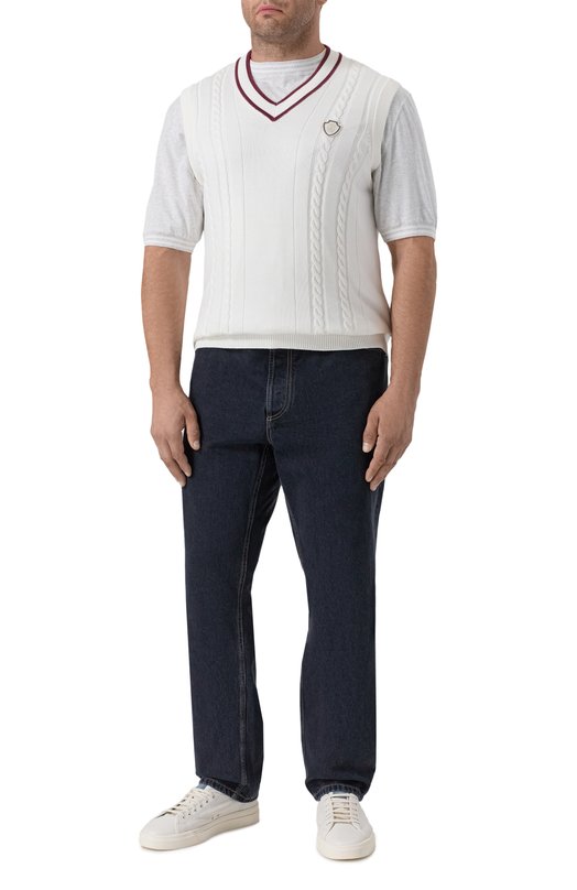 Хлопковый жилет Brunello Cucinelli M28707917T Белый  M28707917T Фото 2
