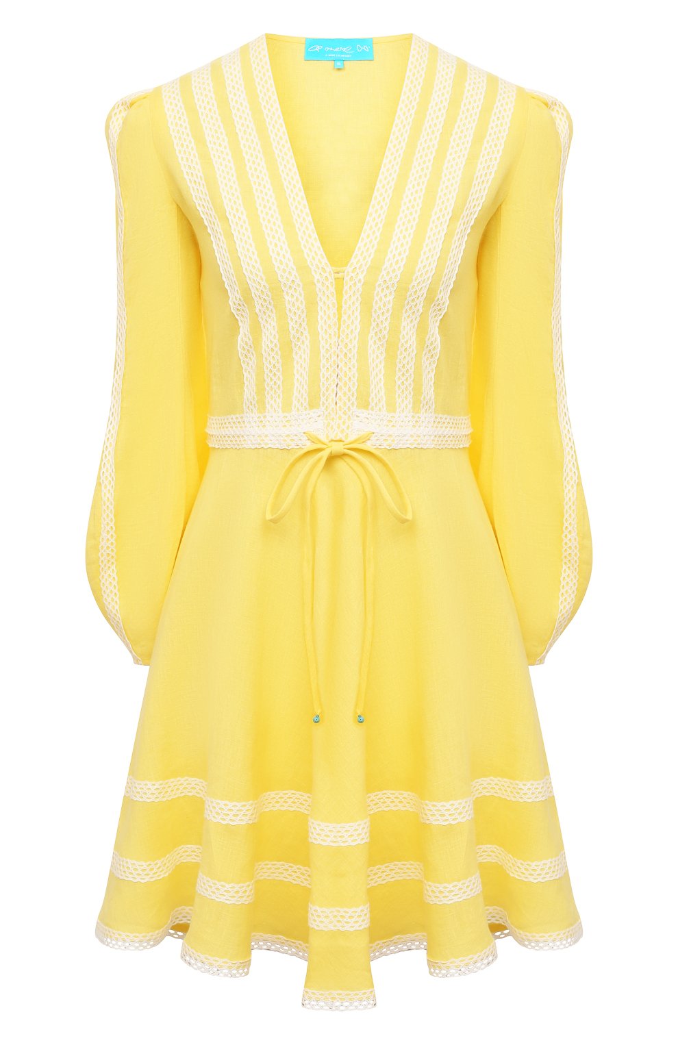 Льняное платье A MERE CO желтого цвета по цене 46250 руб., арт. AMC-RSS21-01YW, фото 1 Льняное платье A MERE CO, арт. AMC-RSS21-01YW, фото 1