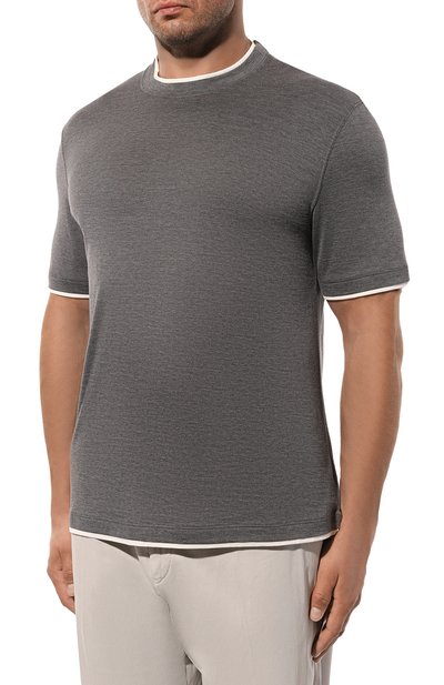 Футболка из шелка и хлопка BRUNELLO CUCINELLI, арт. MH8367427, фото 3