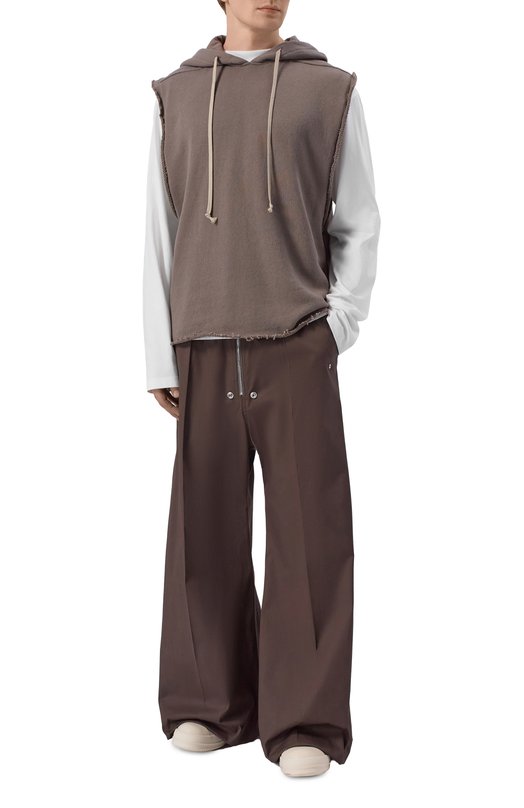 Хлопковое худи Rick Owens RU01F2153/JNT Коричневый  RU01F2153/JNT Фото 2