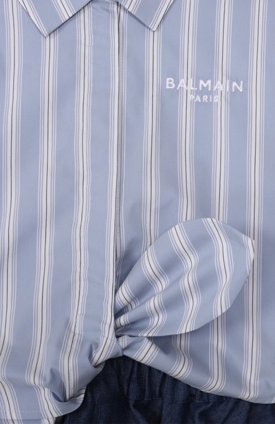 Платье из лиоцелла и хлопка BALMAIN синего цвета по цене 53500 руб., арт. BY1C71, фото 3 Платье из лиоцелла и хлопка BALMAIN, арт. BY1C71, фото 3