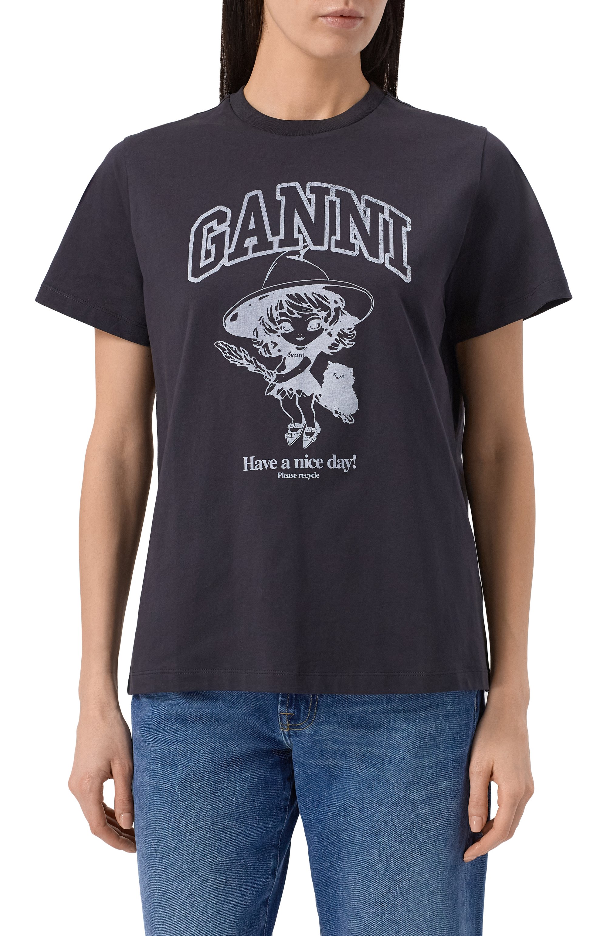 Хлопковая футболка GANNI, арт. T4138/252, фото 3