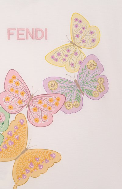 Хлопковая футболка FENDI кремового цвета по цене 41550 руб., арт. JFI409/7AJ, фото 3 Хлопковая футболка FENDI, арт. JFI409/7AJ, фото 3