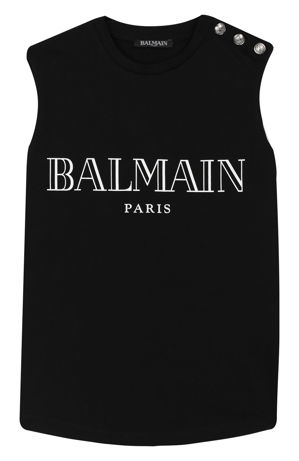 Хлопковая майка BALMAIN черного цвета по цене 16600 руб., арт. 6K8532/KX080/4-10, фото 1 Хлопковая майка BALMAIN, арт. 6K8532/KX080/4-10, фото 1