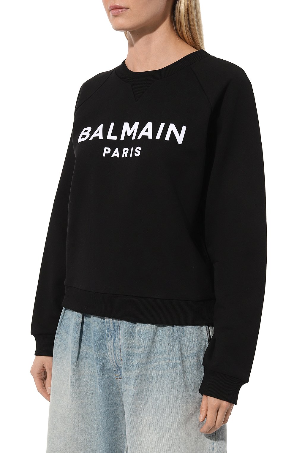 Хлопковый свитшот BALMAIN черного цвета по цене 65550 руб., арт. XF1JQ001BB37, фото 3 Хлопковый свитшот BALMAIN, арт. XF1JQ001BB37, фото 3