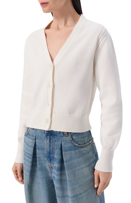 Хлопковый кардиган Gucci 856136/XKFFI Кремовый  856136/XKFFI Фото 3