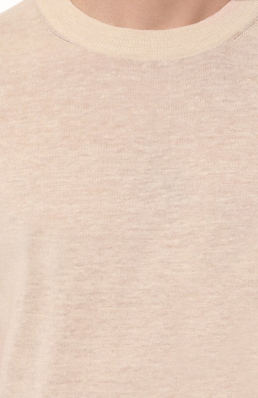 Джемпер изо льна и хлопка Brunello Cucinelli M2L00310 Бежевый  M2L00310 Фото 5