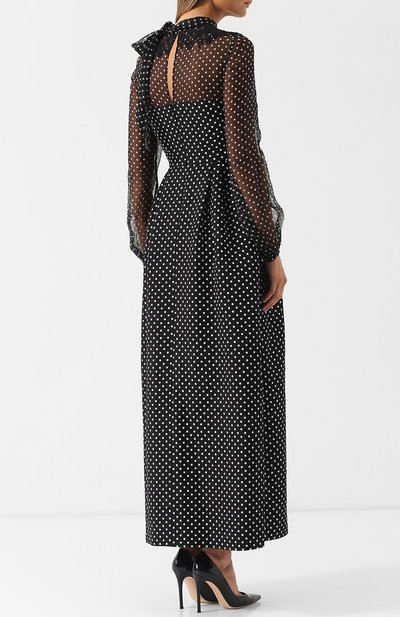 Платье-макси из смеси шерсти и шелка с воротником аскот VALENTINO, арт. QB2VAIS042A, фото 4