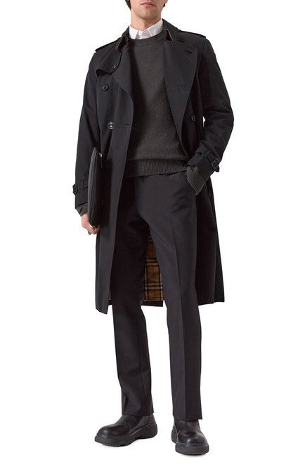 Мужской кашемировый джемпер BURBERRY темно-серого цвета, арт. 8081131 | Фото 2 (Материал сплава: Проставлено; Рукава: Длинные; Материал внешний: Шерсть, Кашемир; Длина (для топов): Стандартные; Драгоценные камни: Проставлено)