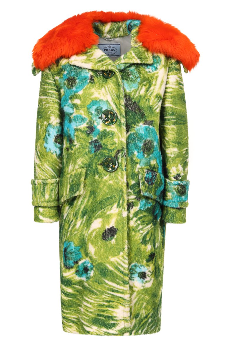 Шерстяное пальто с воротником из овчины PRADA, арт. P677GR-1PMY-F0VPC-172, фото 1