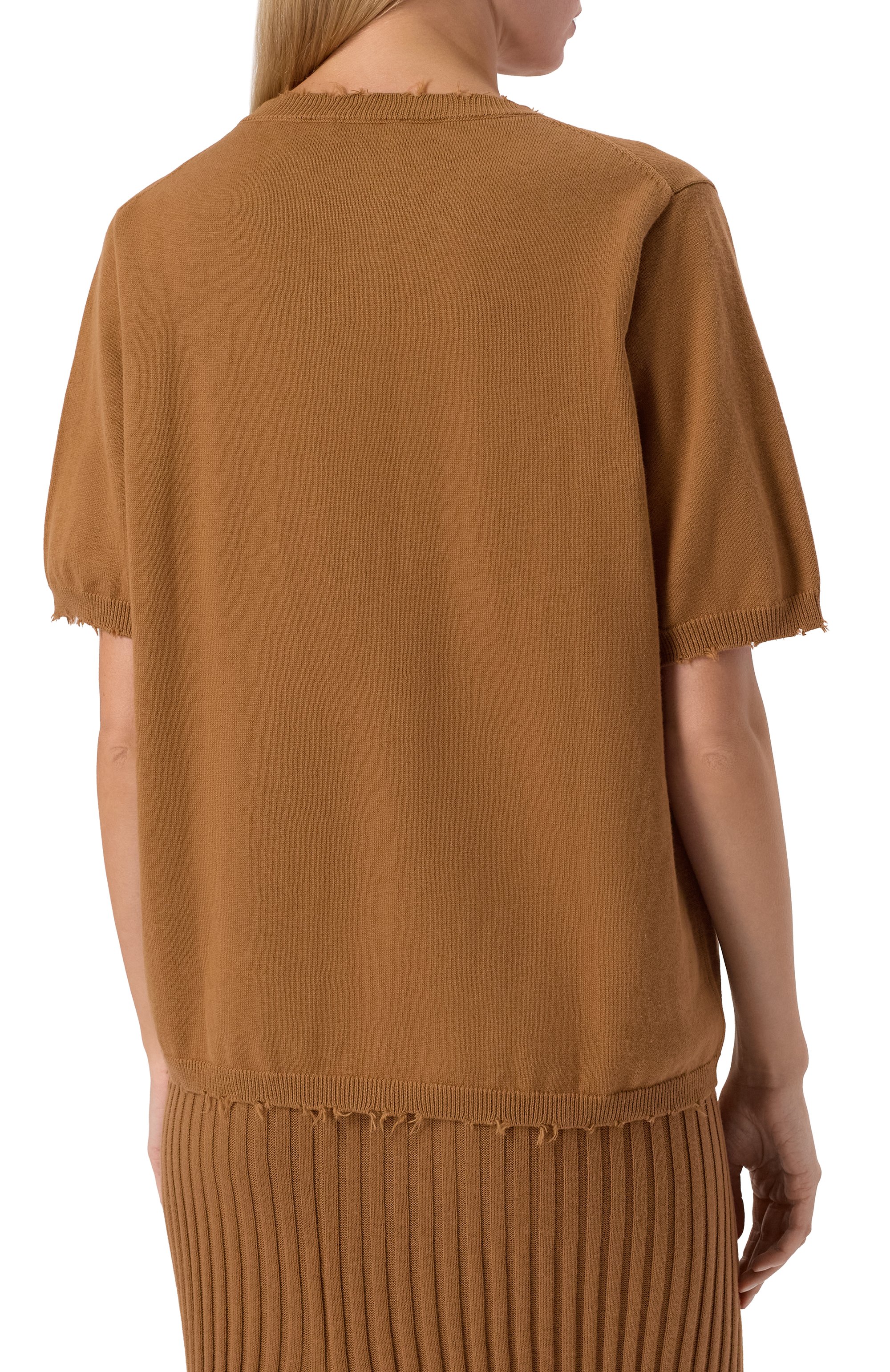 Пуловер из хлопка и кашемира ADDICTED коричневого цвета по цене 18570 руб., арт. MK2404C, фото 4 Пуловер из хлопка и кашемира ADDICTED, арт. MK2404C, фото 4