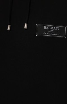 Мужской хлопковое худи BALMAIN черного цвета, арт. DH1JT047/JB53 | Фото 5 (Материал внешний: Хлопок; Длина (для топов): Стандартные; Драгоценные камни: Проставлено; Рукава: Длинные; Материал сплава: Проставлено; Стили: Спорт-шик; Мужское Кросс-КТ: Худи-одежда; Принт: Без принта)