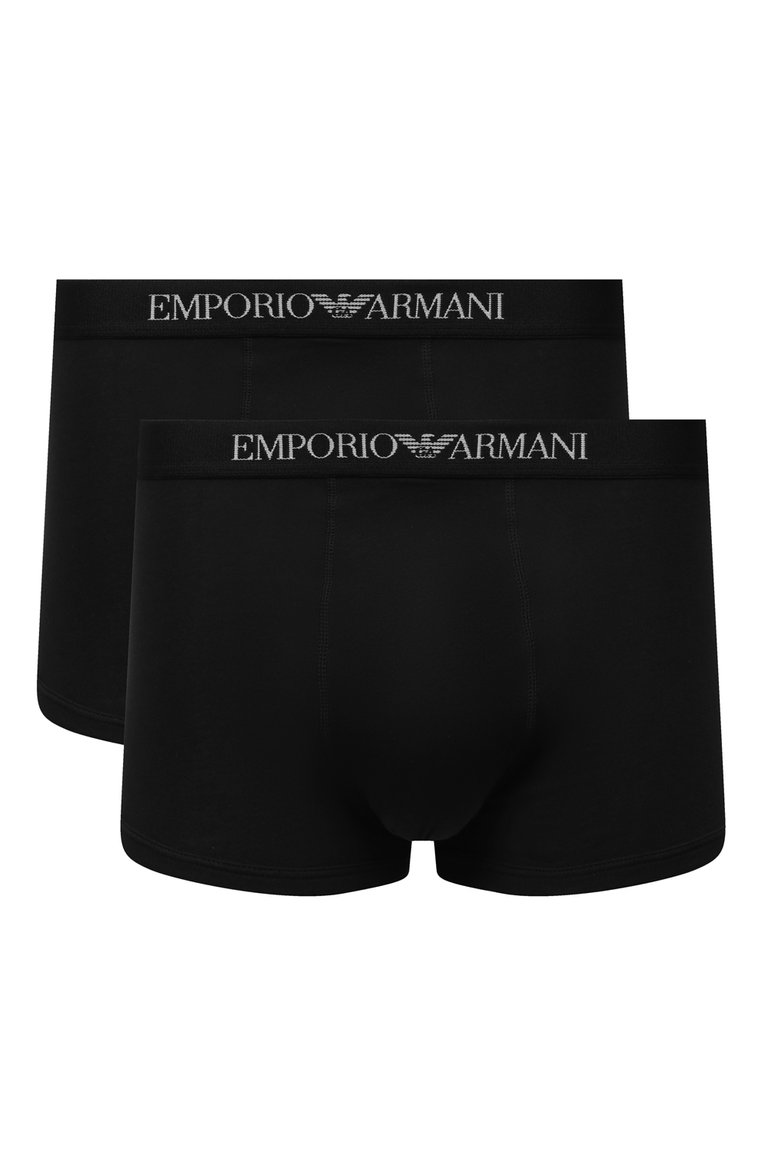 Мужские комплект из двух хлопковых боксеров EMPORIO ARMANI черного цвета, арт. 111613/CC722 | Фото 1 (Материал внешний: Хлопок; Кросс-КТ: бельё; Мужское Кросс-КТ: Трусы; Материал сплава: Проставлено; Нос: Не проставлено; Трусы М: Боксеры)