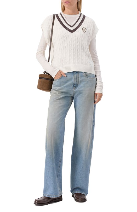 Хлопковый жилет Brunello Cucinelli M19756522 Белый  M19756522 Фото 2