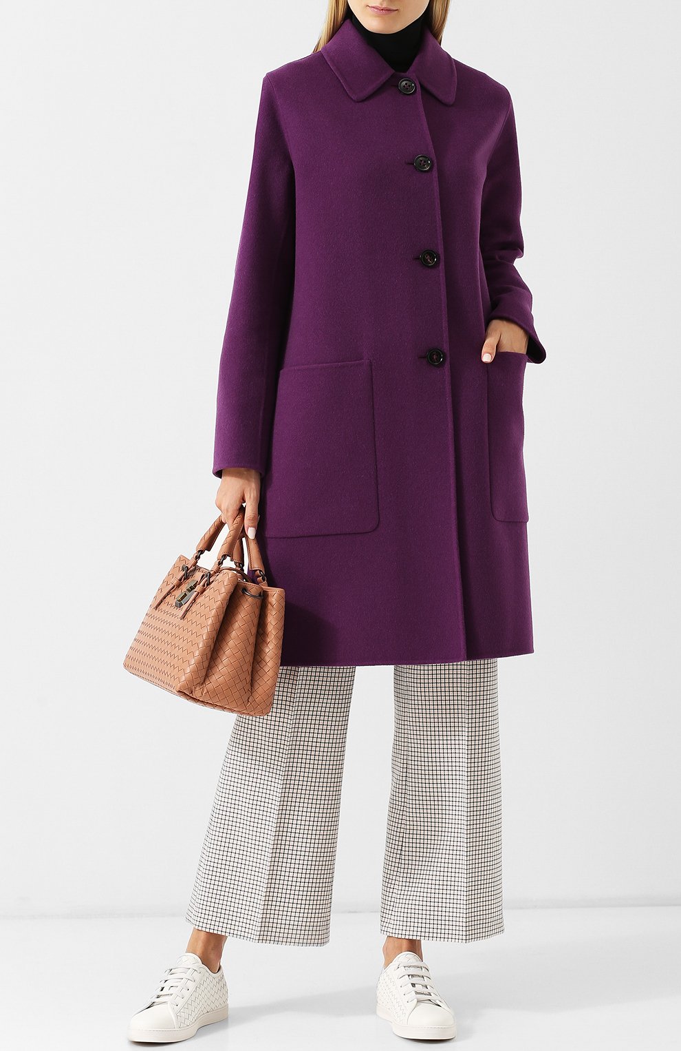 Однотонное кашемировое пальто с накладными карманами BOTTEGA VENETA, арт. 498952/VD0D2, фото 2