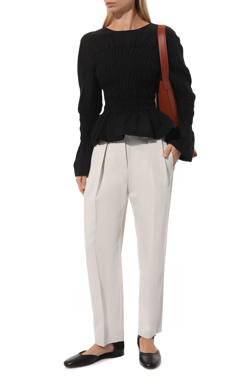 Брюки из хлопка и льна BRUNELLO CUCINELLI, арт. MH561B1311, фото 2