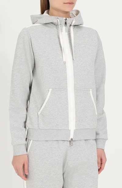Кардиган на молнии с капюшоном MONCLER серого цвета по цене 29650 руб., арт. C1-093-84989-00-8098W, фото 3 Кардиган на молнии с капюшоном MONCLER, арт. C1-093-84989-00-8098W, фото 3