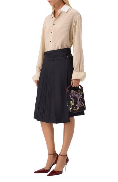 Шерстяная юбка DRIES VAN NOTEN темно-синего цвета по цене 125000 руб., арт. 262-010818/4193, фото 2 Шерстяная юбка DRIES VAN NOTEN, арт. 262-010818/4193, фото 2