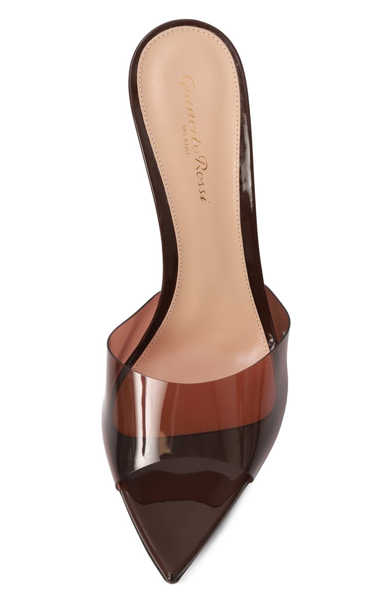 Женские мюли elle 85 GIANVITO ROSSI коричневого цвета, арт. G11050.85RIC.GSVBR0B | Фото 6 (Драгоценные камни: Проставлено; Материал сплава: Проставлено; Каблук высота: Высокий; Материал внешний: Экокожа; Подошва: Плоская; Материал внутренний: Натуральная кожа; Каблук тип: Шпилька)