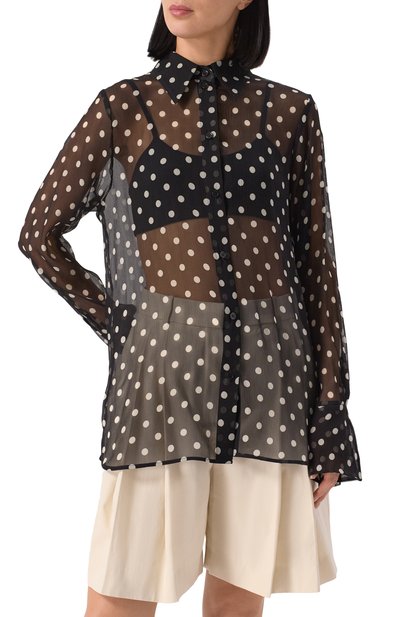 Шелковая блузка NINA RICCI черного цвета по цене 79950 руб., арт. 25PCT0007/SE1409, фото 3 Шелковая блузка NINA RICCI, арт. 25PCT0007/SE1409, фото 3