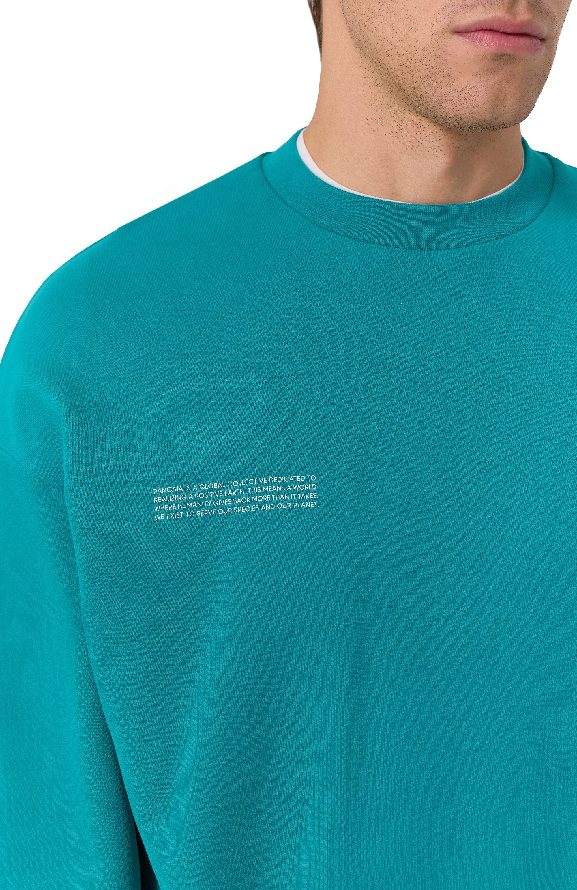 Хлопковый свитшот PANGAIA бирюзового цвета по цене 19500 руб., арт. 10000183, фото 5 Хлопковый свитшот PANGAIA, арт. 10000183, фото 5