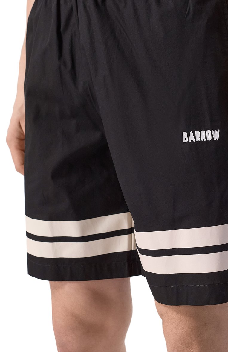 Мужские хлопковые шорты BARROW черного цвета, арт. S5BWMABE042 | Фото 5 (Длина Шорты М: До колена; Материал внешний: Хлопок; Стили: Спорт-шик; Случай: Повседневный; Принт: Без принта; Детали: Декор; Автоматизация состава: Проставлено; Автоматизация ТО: Проставлено)