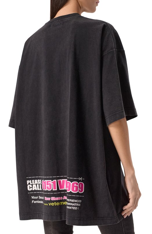 Хлопковая футболка VETEMENTS UA66TR740B Чёрный  UA66TR740B Фото 4