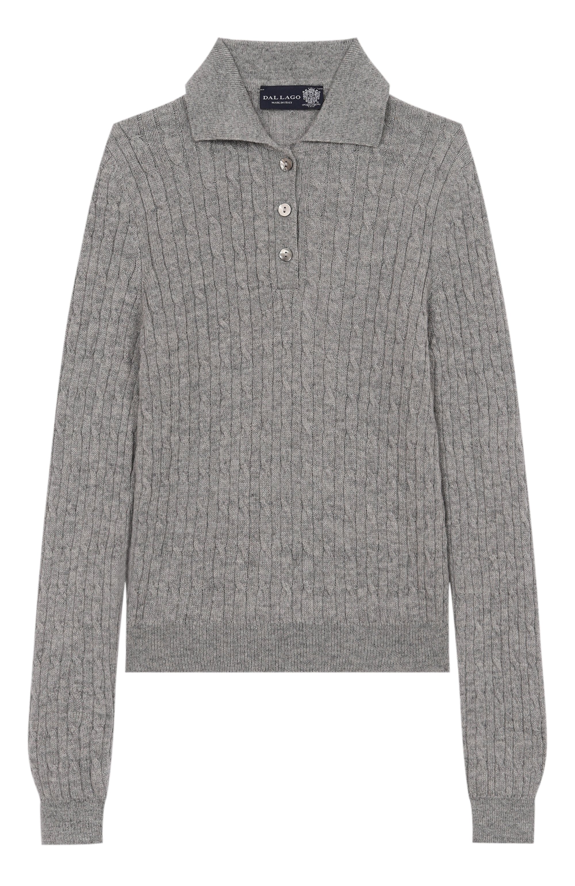 Поло из шерсти и кашемира DAL LAGO серого цвета по цене 18650 руб., арт. R523/9908/13-16, фото 1 Поло из шерсти и кашемира DAL LAGO, арт. R523/9908/13-16, фото 1