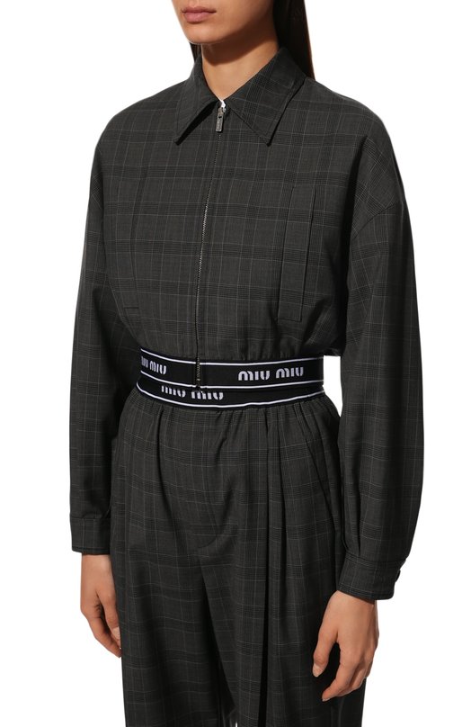 Шерстяной бомбер Miu Miu ML830-10KS-F0480 Серый  ML830-10KS-F0480 Фото 3