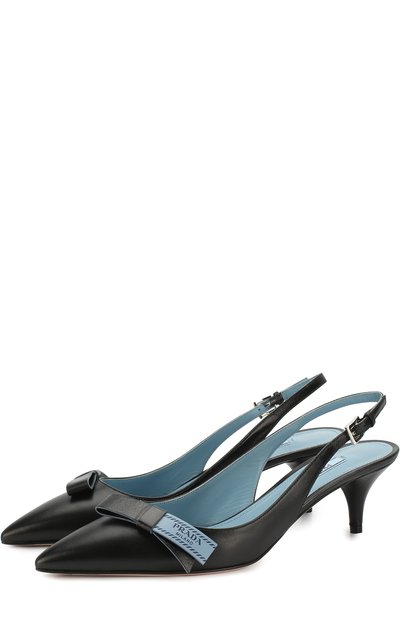 Кожаные туфли с ремешком на каблуке kitten heel PRADA, арт. 1I375I-11-F0002-55, фото 1