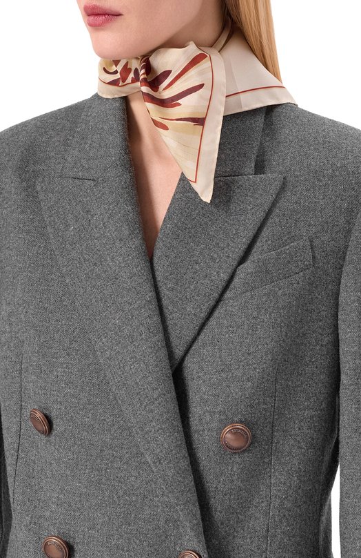 Шелковый платок Brunello Cucinelli MF0U0025 Бежевый  MF0U0025 Фото 2