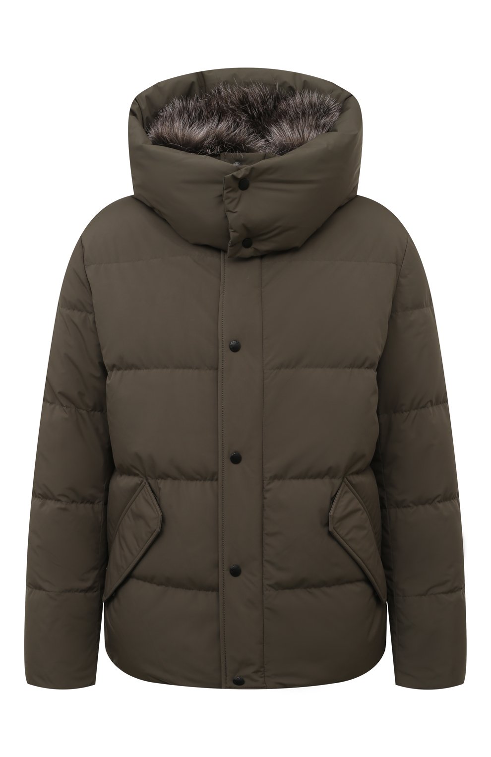 Пуховик с отделкой из песца YVES SALOMON хаки цвета по цене 199500 руб., арт. 25WHV01370K26G, фото 1 Пуховик с отделкой из песца YVES SALOMON, арт. 25WHV01370K26G, фото 1