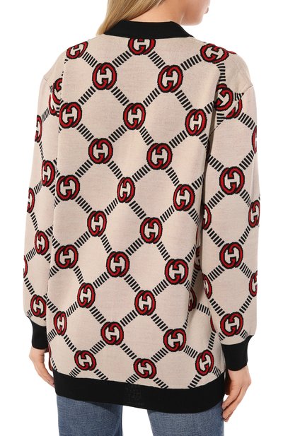 Шерстяной кардиган GUCCI кремового цвета по цене 285120 руб., арт. 678308 XKB7T, фото 4 Шерстяной кардиган GUCCI, арт. 678308 XKB7T, фото 4