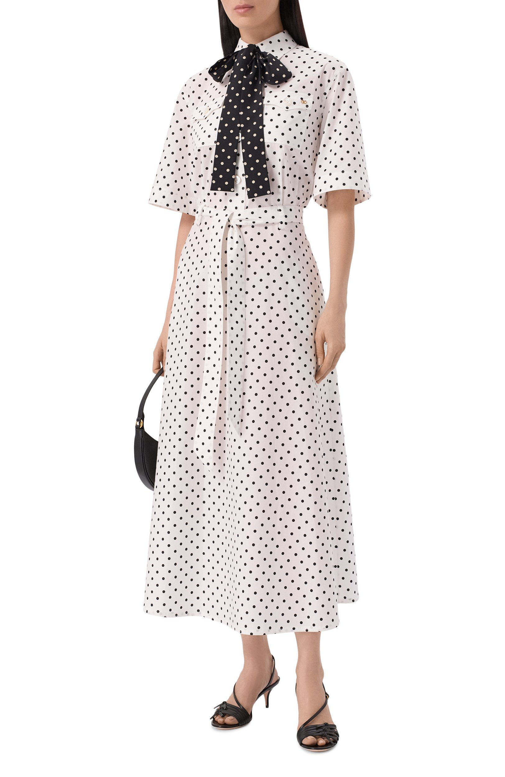 Хлопковое платье VALENTINO черно-белого цвета по цене 385500 руб., арт. 9B3VAKY1/ACJ, фото 2 Хлопковое платье VALENTINO, арт. 9B3VAKY1/ACJ, фото 2