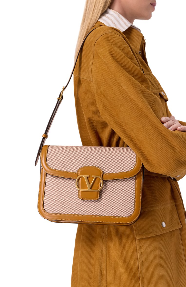 Женская сумка 9to5 VALENTINO бежевого цвета, арт. 6W2B0R15/CJP | Фото 2 (Размер: small; Материал: Текстиль; Ремень/цепочка: На ремешке; Автоматизация ТО: Проставлено; Автоматизация состава: Проставлено)