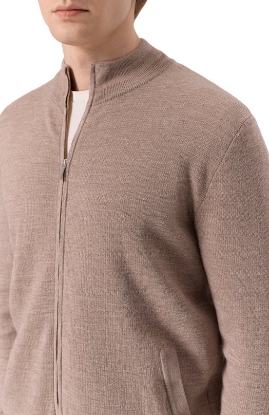 Кардиган из хлопка и шерсти Andrea Campagna TS02-2121 Бежевый  TS02-2121 Фото 5