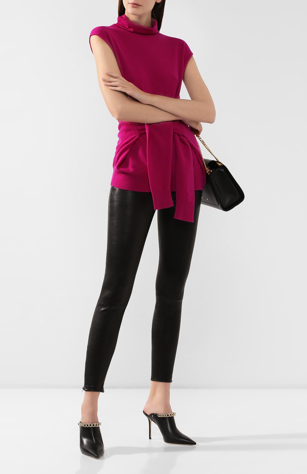 Кожаные брюки 7 FOR ALL MANKIND черного цвета по цене 79000 руб., арт. JSWT9380NJ, фото 2 Кожаные брюки 7 FOR ALL MANKIND, арт. JSWT9380NJ, фото 2