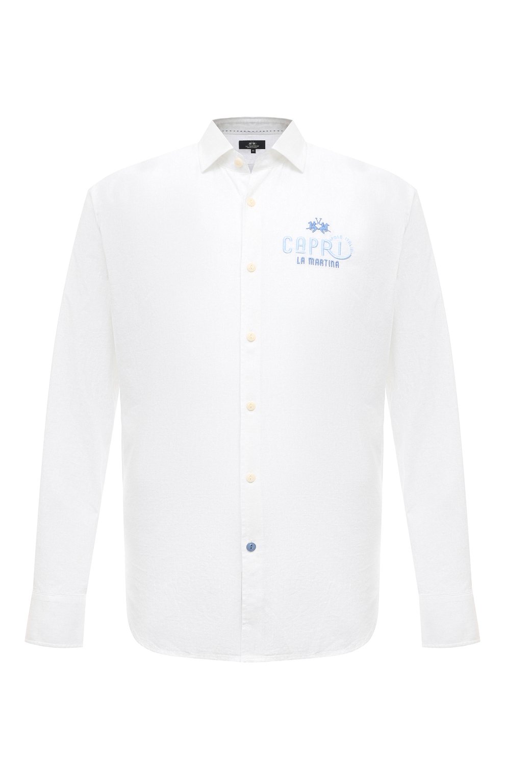 Рубашка из хлопка и льна LA MARTINA белого цвета по цене 17500 руб., арт. YMC312/TL072, фото 1 Рубашка из хлопка и льна LA MARTINA, арт. YMC312/TL072, фото 1