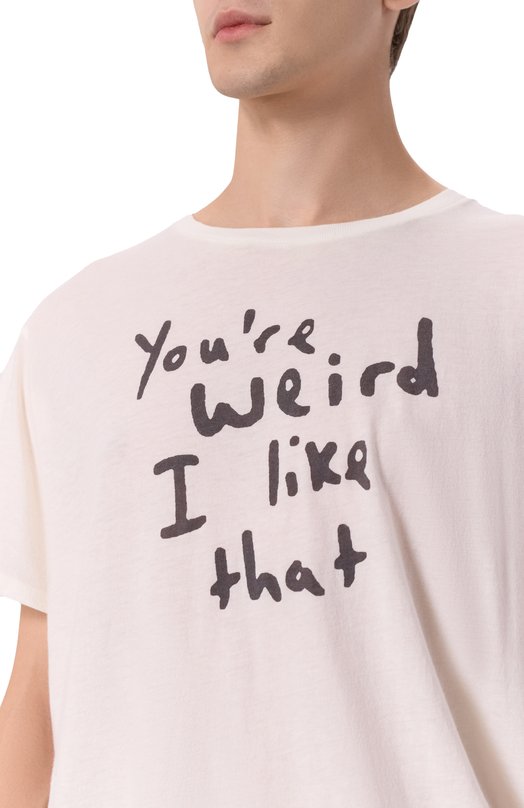 Хлопковая футболка R13 R13WK001-K128B Кремовый  R13WK001-K128B Фото 5