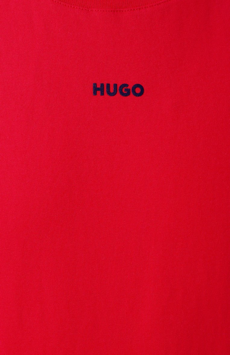 Мужская хлопковая футболка HUGO красного цвета, арт. 50488330 | Фото 6 (Драгоценные камни: Проставлено; Рукава: Короткие; Материал сплава: Проставлено; Стили: Кэжуэл; Принт: Без принта; Материал внешний: Хлопок; Длина (для топов): Стандартные; Мужское Кросс-КТ: Футболка-одежда; Кросс-КТ: Джерси)