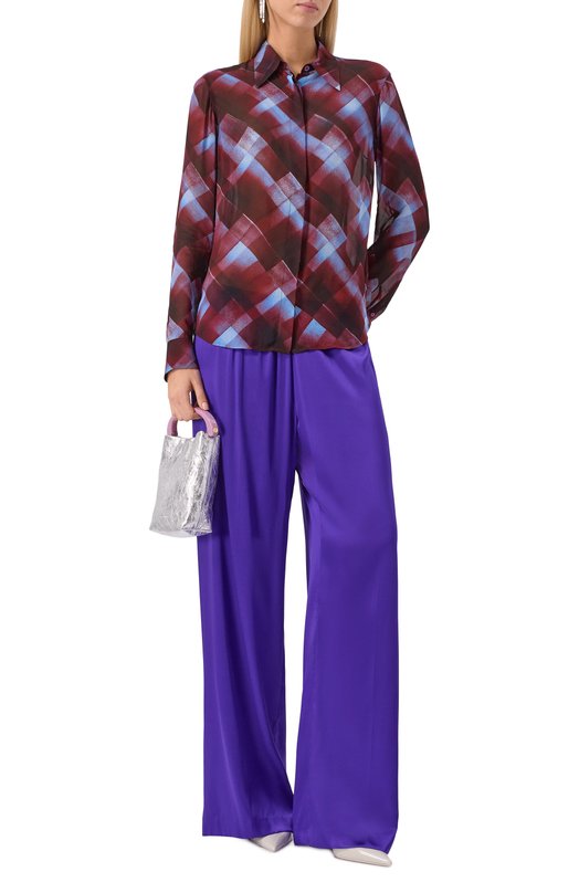 Шелковые брюки Dries Van Noten 010915-2032-401 Фиолетовый  010915-2032-401 Фото 2