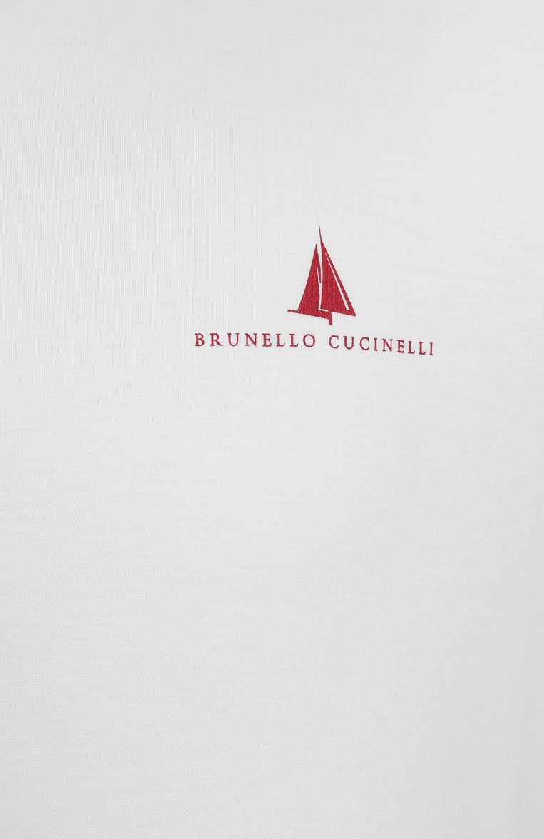 Мужская хлопковая футболка BRUNELLO CUCINELLI белого цвета, арт. M0B131362P | Фото 6 (Автоматизация ТО: Проставлено; Рукава: Короткие; Длина (для топов): Стандартные; Материал внешний: Хлопок; Автоматизация состава: Проставлено; Мужское Кросс-КТ: Футболка-одежда; Детали: Без декора; Стили: Кэжуэл; Принт: Без принта)