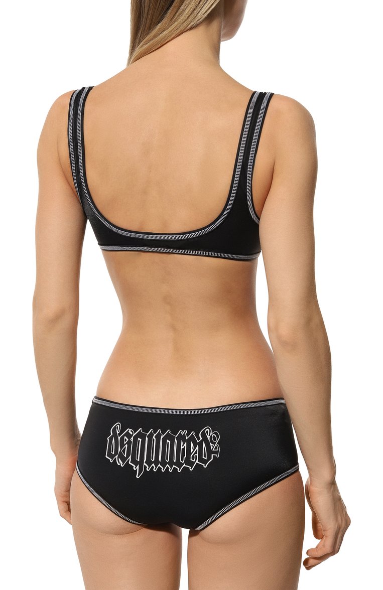 Женский топ-бра DSQUARED2 черн�ого цвета, арт. D6BX04780 | Фото 3 (Нос: Не проставлено; Материал внешний: Синтетический материал; Женское Кросс-КТ: Раздельные купальники)