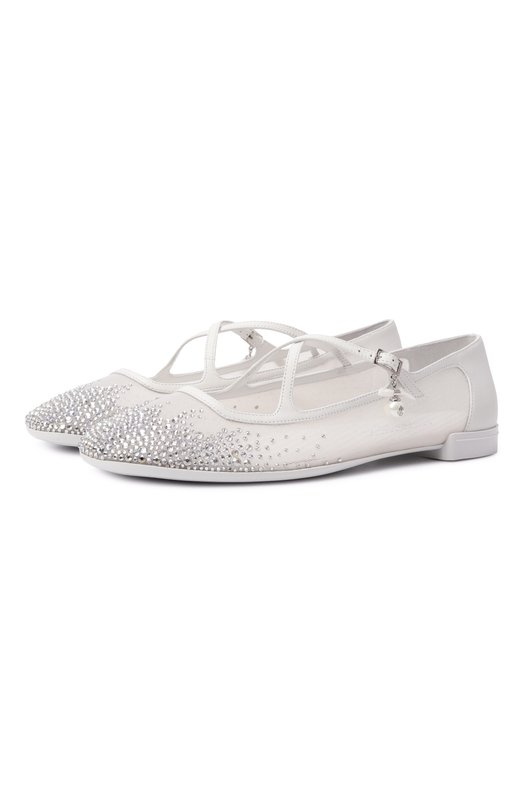 Комбинированные балетки Eleri Jimmy Choo ELERIBALLERINATKW Белый ELERIBALLERINATKW
