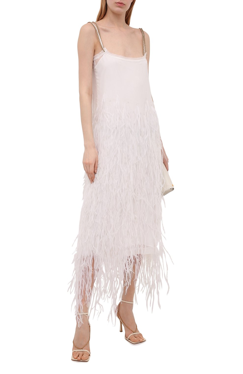 Шелковое платье с отделкой перьями N21, арт. 21E N2S0/H091/5566, фото 2