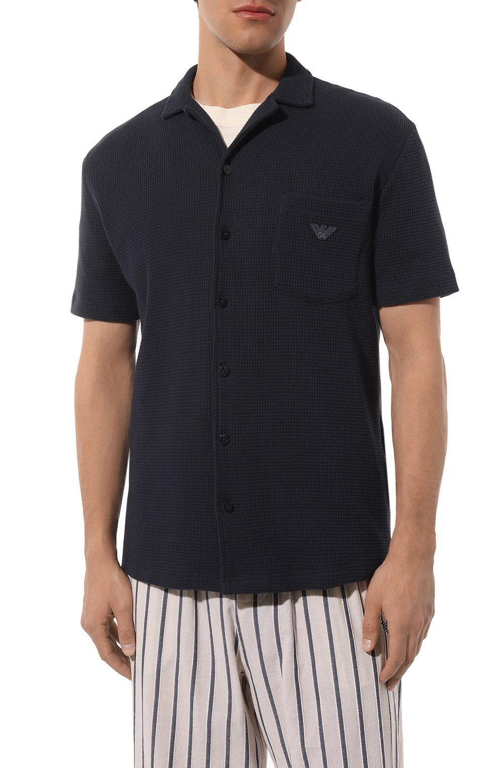 Хлопковая рубашка EMPORIO ARMANI темно-синего цвета по цене 9900 руб., арт. 112078/4R565, фото 3 Хлопковая рубашка EMPORIO ARMANI, арт. 112078/4R565, фото 3
