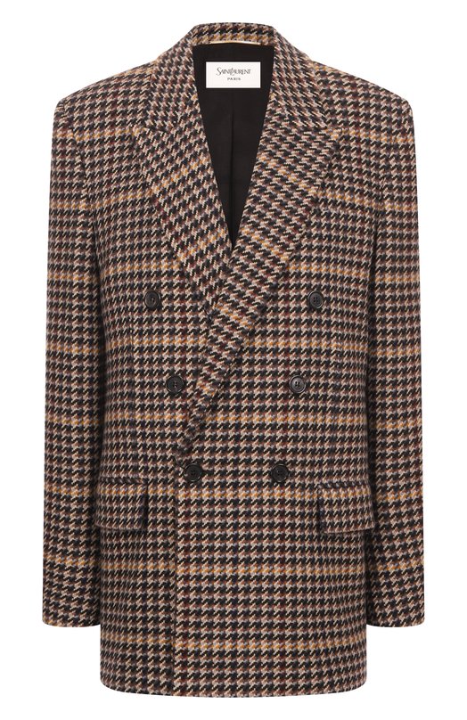 Шерстяной жакет Saint Laurent 837047/Y3J60 Коричневый 837047/Y3J60