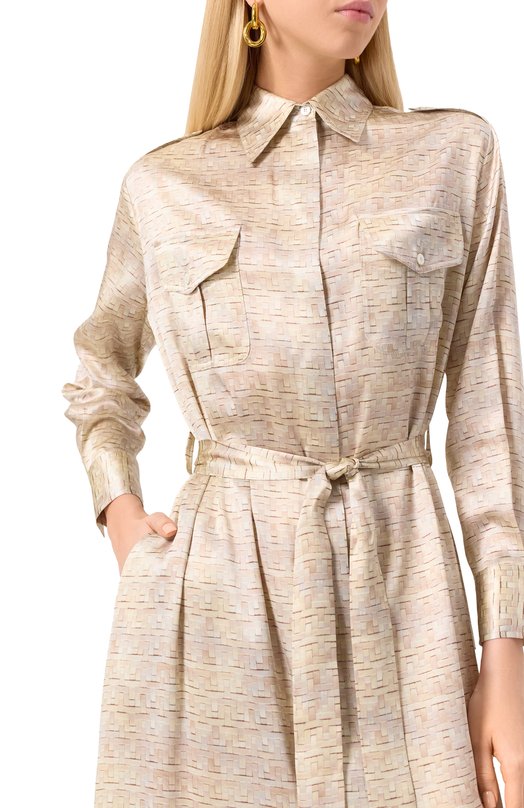 Атласное платье Kiton D47321K0926E04 Бежевый  D47321K0926E04 Фото 5