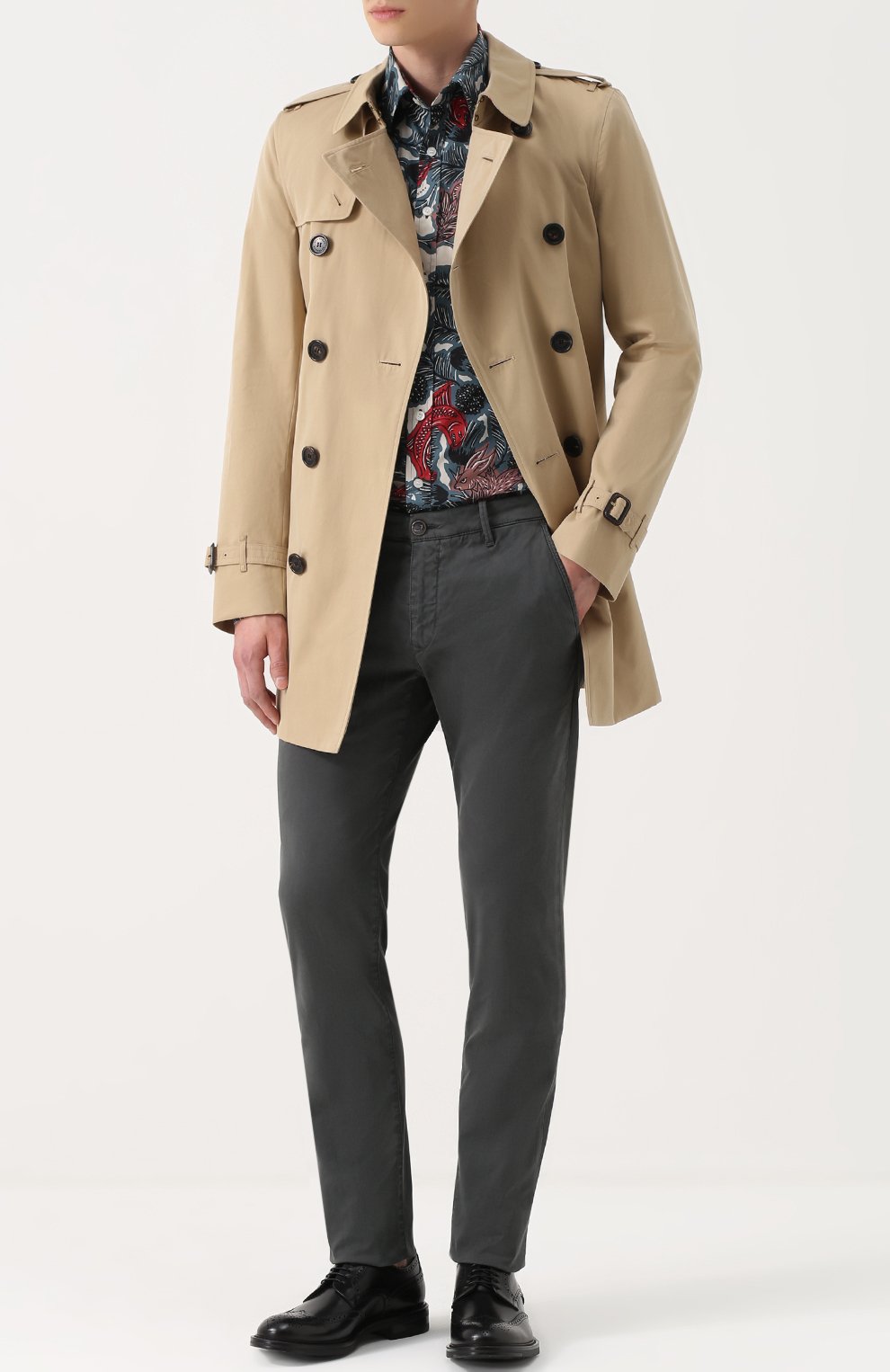 Хлопковый тренч с поясом и погонами BURBERRY, арт. 3983339, фото 2