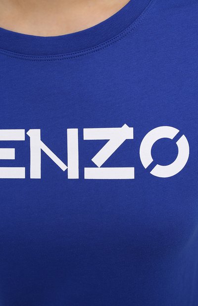 Хлопковая футболка KENZO синего цвета по цене 11500 руб., арт. FA62TS8414SJ, фото 5 Хлопковая футболка KENZO, арт. FA62TS8414SJ, фото 5